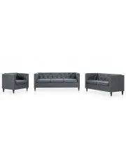 Zestaw wypoczynkowy w stylu chesterfield Ikseros - Szary w sklepie aosom.live