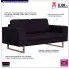 Szczegółowe zdjęcie nr 7 produktu Elegancka dwuosobowa sofa Ladi 2X - czarna