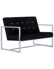 Zgrabna 2-osobowa sofa Aparro - aksamit, czarna w sklepie aosom.live