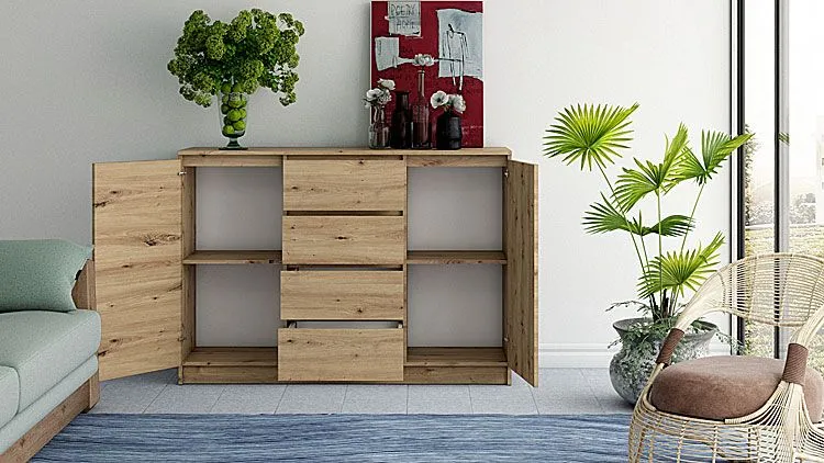 Komoda z drzwiczkami i szufladami dąb artisan Diegi 2X