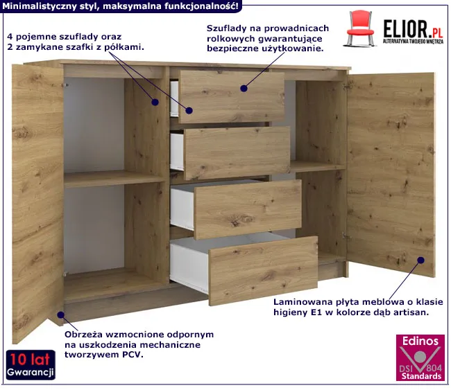 Industrialna komoda do salonu, biura Diegi 2X