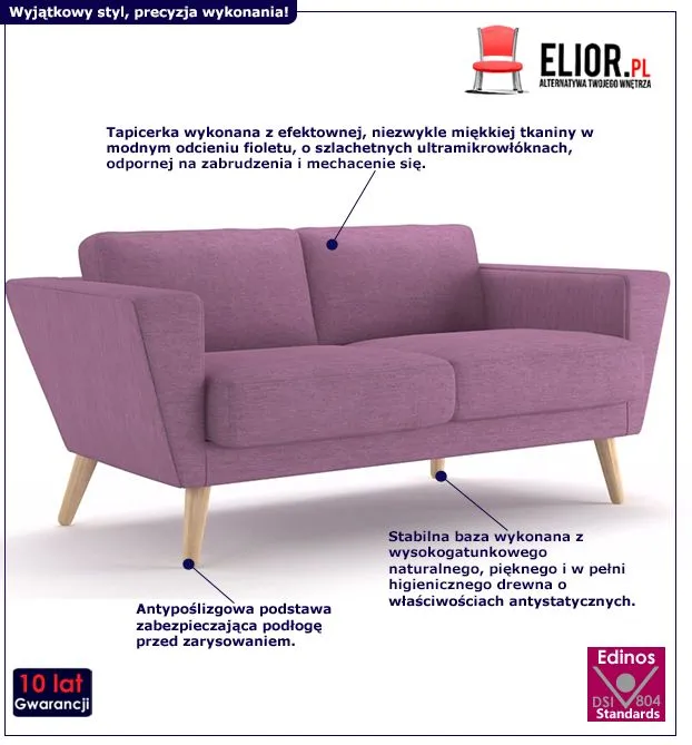 Vintage sofa Rubo - jasnofioletowa