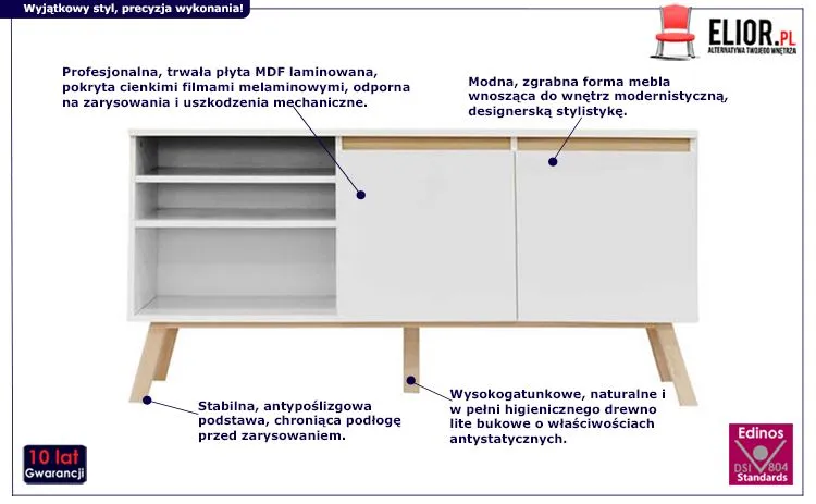 Skandynawska komoda Lumera - biała