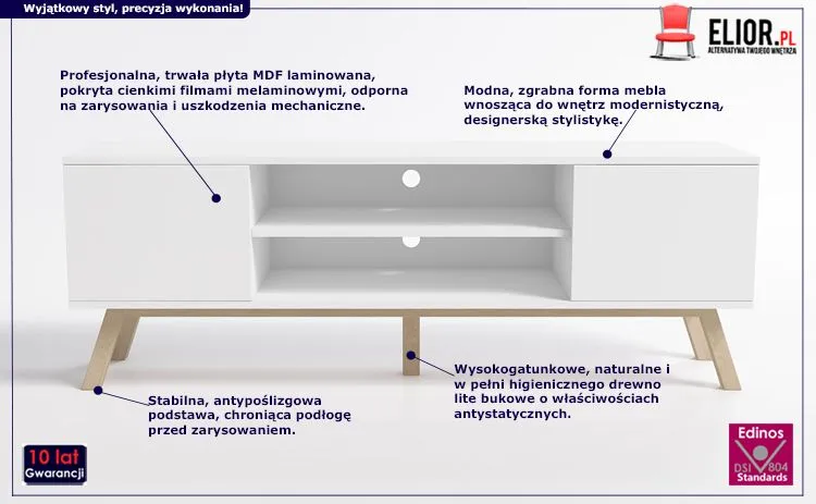 Biała szafka RTV Tulior - modna