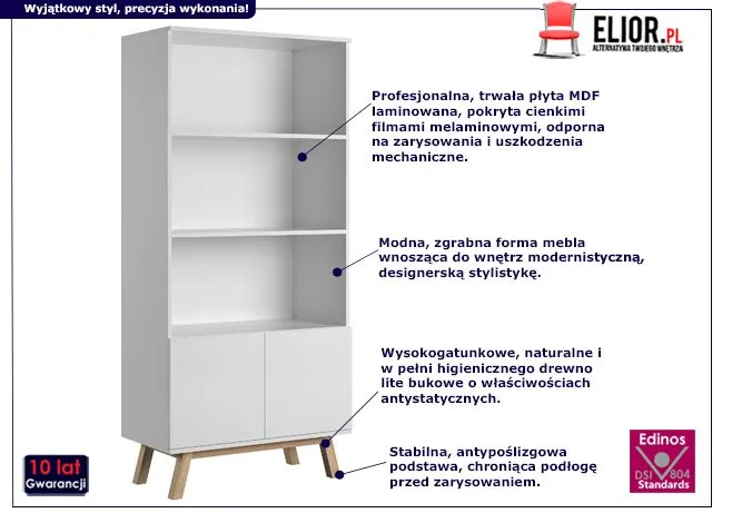 Skandynawski regał Tulior - biały