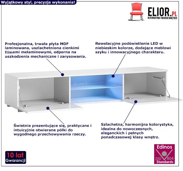 Stylowa szafka RTV Eddie - biała