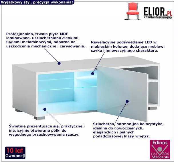 Biała szafka RTV Kalan - praktyczna