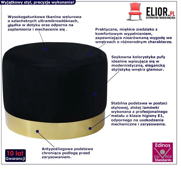 Elegancka pufa Amoria - czarna