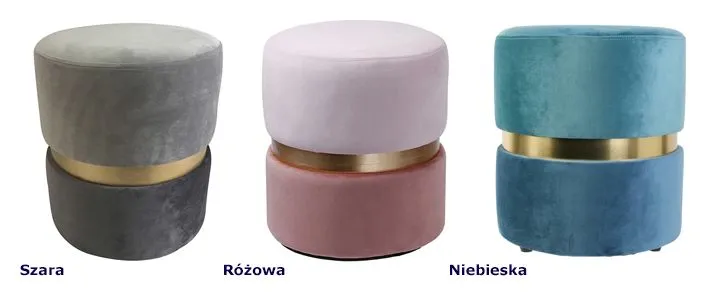 Welurowe pufy Amoria 3X - miękkie