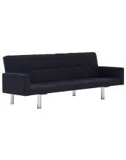Rozkładana sofa Enya z podłokietnikami - czarna w sklepie aosom.live