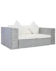 Szara 2-osobowa sofa z rattanu - Abner w sklepie aosom.live