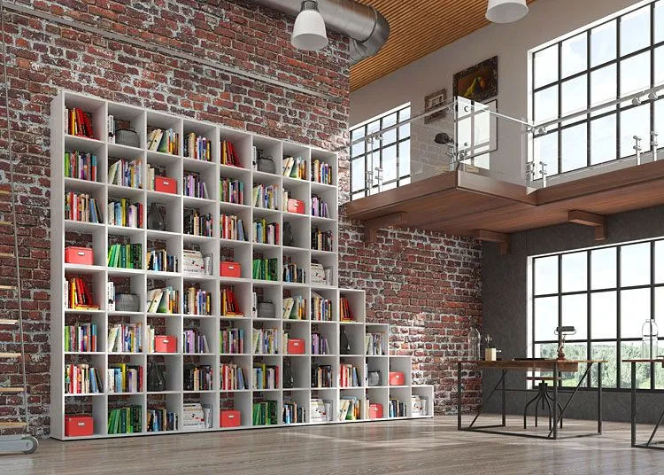 Kwadratowy regał na książki do biblioteczki domowej Cesaro 3X