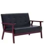 2-osobowa czarna sofa retro - Garner 2X w sklepie aosom.live