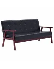 3-osobowa czarna sofa retro - Garner 3X w sklepie aosom.live