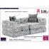 2-osobowa rozkładana szara sofa modułowa Demri 3D