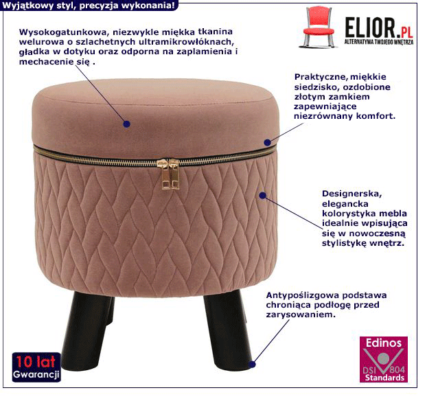 Różowy taboret LIlli - glamour