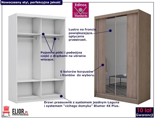 Szafa przesuwna z lustrem Unao 2X