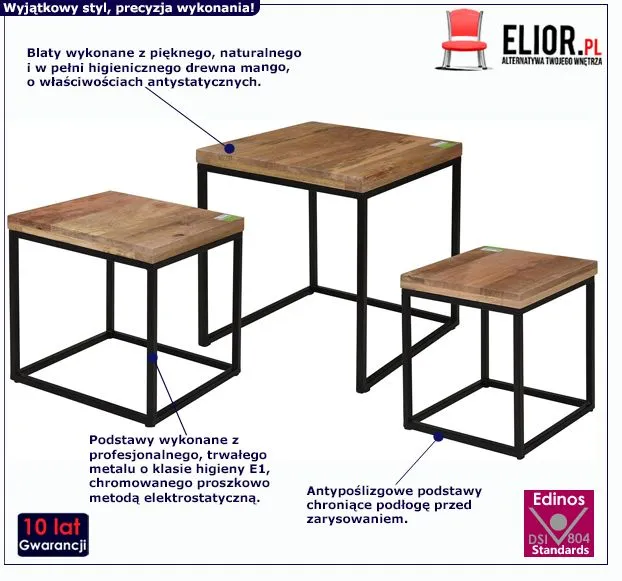 Loftowe stoliki Selta - mango