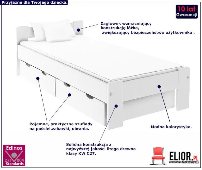 Produkt Łóżko z szufladami Ottav 120x200 - 7 kolorów