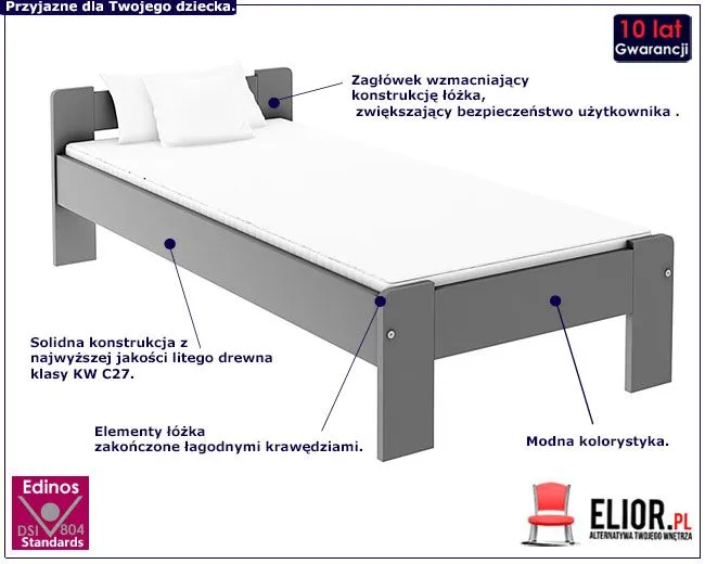 Produkt Łóżko drewniane Ottav 80x200 - 7 kolorów