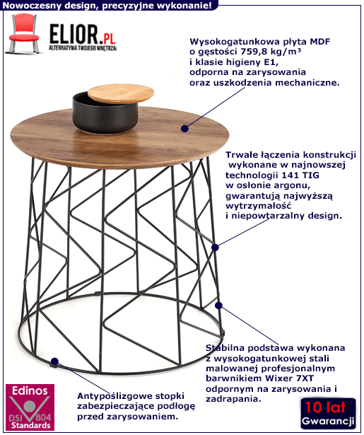 Stolik kawowy w stylu industrialnym Mesa