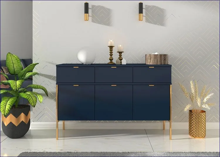 Granatowa komoda w stylu glamour Marly 3X
