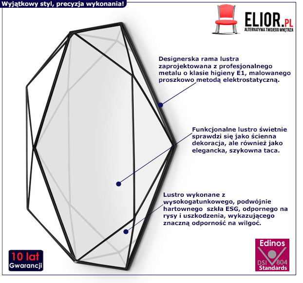 Loftowe lustro Mifrob - czarne