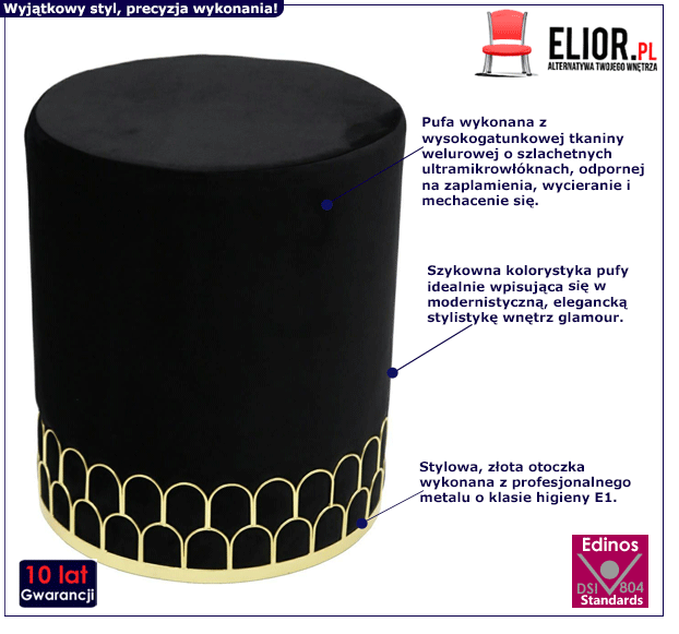 Glamour pufa Savioli czarna - do salonu