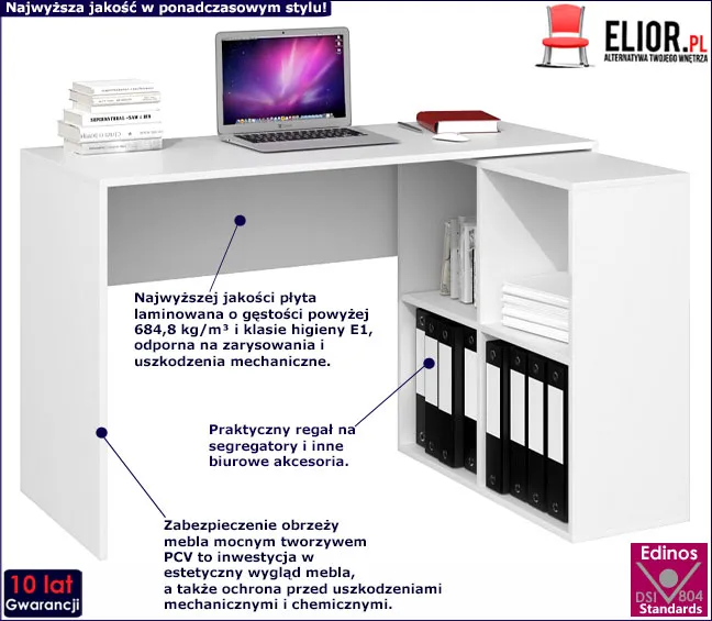 Nowoczesne białe biurko Selex 3X