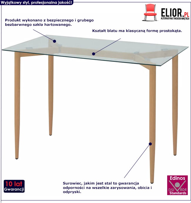 Produkt Stół ze szklanym blatem Fiorino – bezbarwny