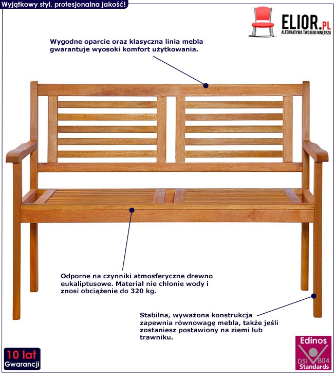 Produkt Drewniana ławka ogrodowa Polix - brązowa