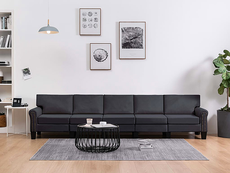 Ciemnoszara 5-osobowa sofa Dionas 5X 