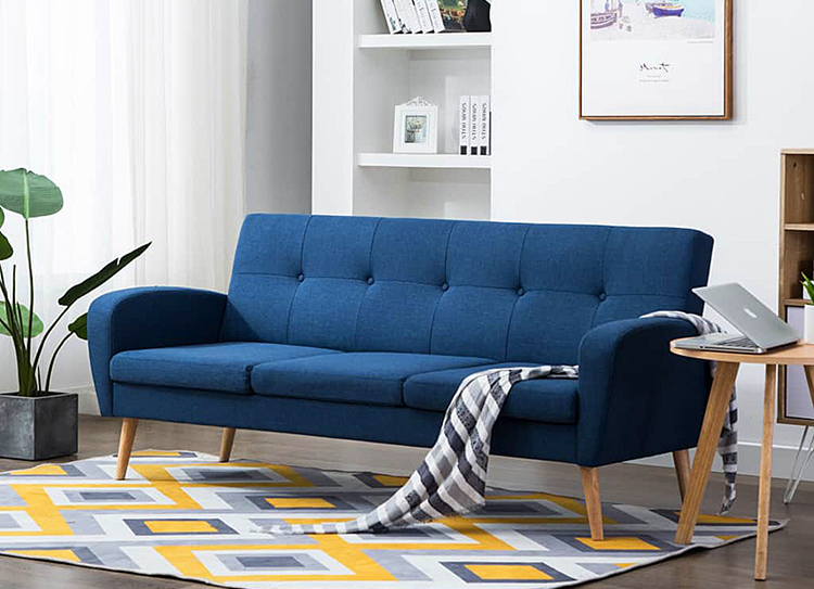 Niebieska sofa pikowana Umberro 3Q
