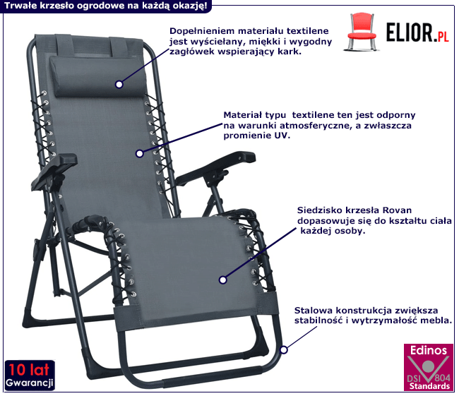 Produkt Szare składane krzesło tarasowe – Gursel
