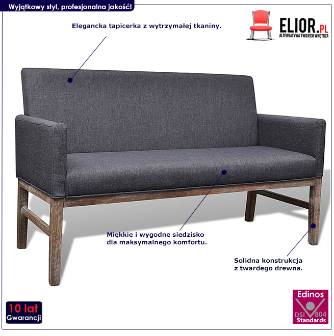 Produkt Ciemnoszara elegancka ławka tapicerowana - Hikko