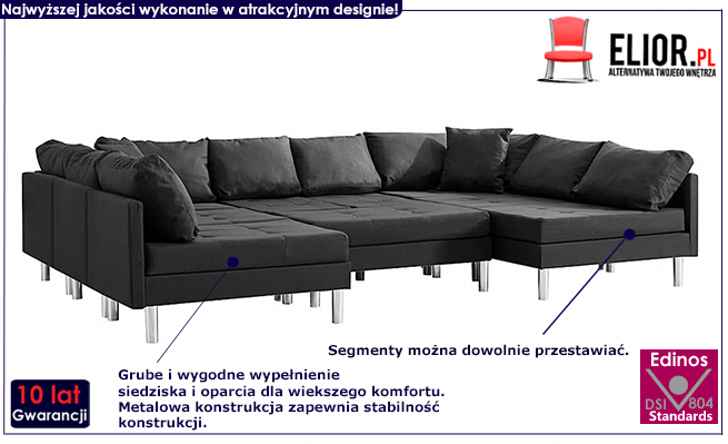 Sofa modułowa z czarnej tkaniny Basket 9Q
