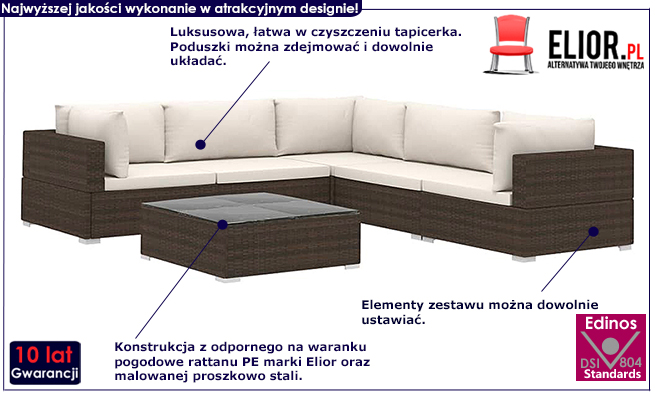 Brązowo-kremowy zestaw wypoczynkowy Owis 6A