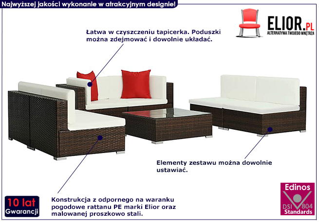 Brązowo-śmietankowy zestaw 7-częściowy Merido 7B