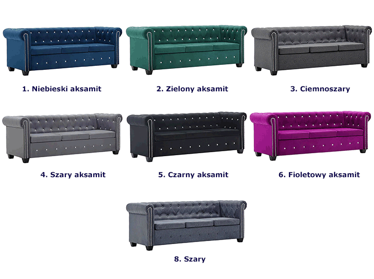 Produkt Trzyosobowa sofa Asemo w stylu Chesterfield - szara - zdjęcie numer 3