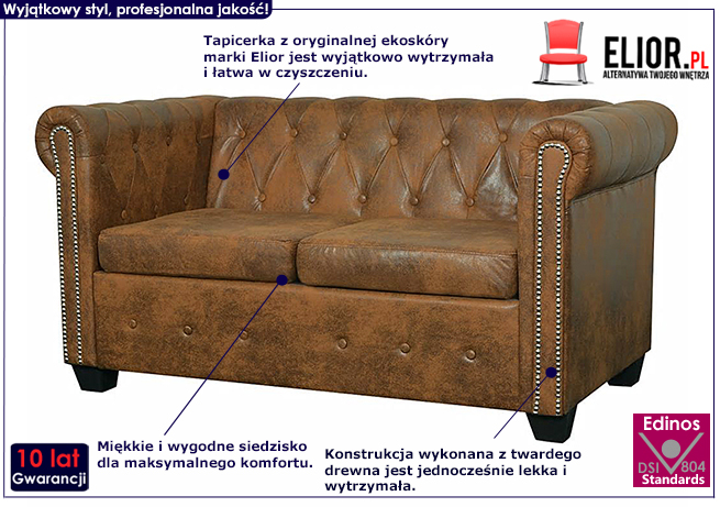 2-osobowa brązowa sofa Chesterfield Xavier 2Q