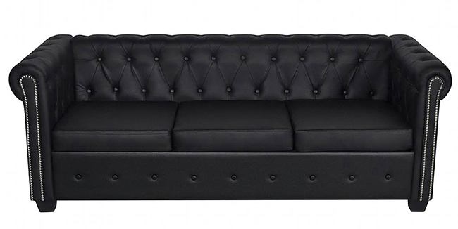 Czarna sofa Chesterfield Xavier 3Q