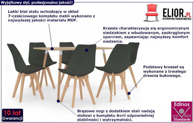 Stół ciemnoszary Garewa