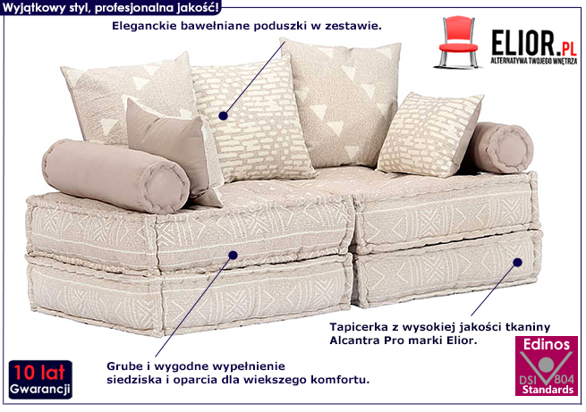 Dwuosobowa beżowa sofa modułowa Montanex 2D 