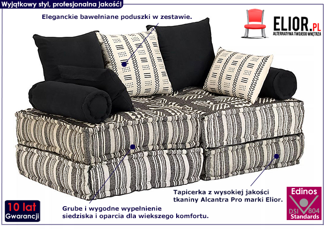 Dwuosobowa sofa modułowa w paski Montanex 2D