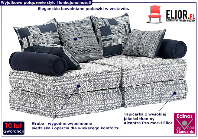 Dwuosobowa szara sofa modułowa Montanex 2D 