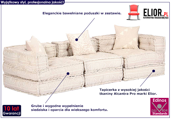 Dwuosobowa rozkładana beżowa sofa modułowa Montanex 5D