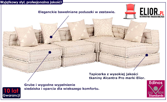 Dwuosobowa rozkładana beżowa sofa modułowa Montanex 6D