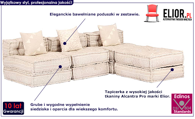 Dwuosobowa rozkładana beżowa sofa modułowa Montanex 7D