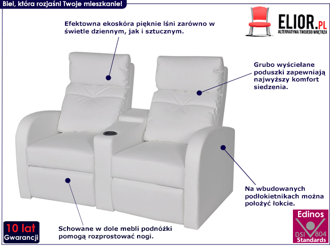 Produkt Podwójne, białe fotele kinowe – Enia