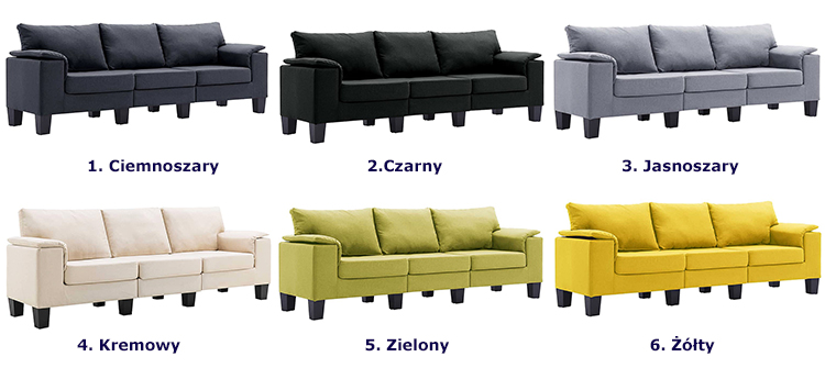 Produkt Trzyosobowa ekskluzywna czarna sofa - Ezof 3Q